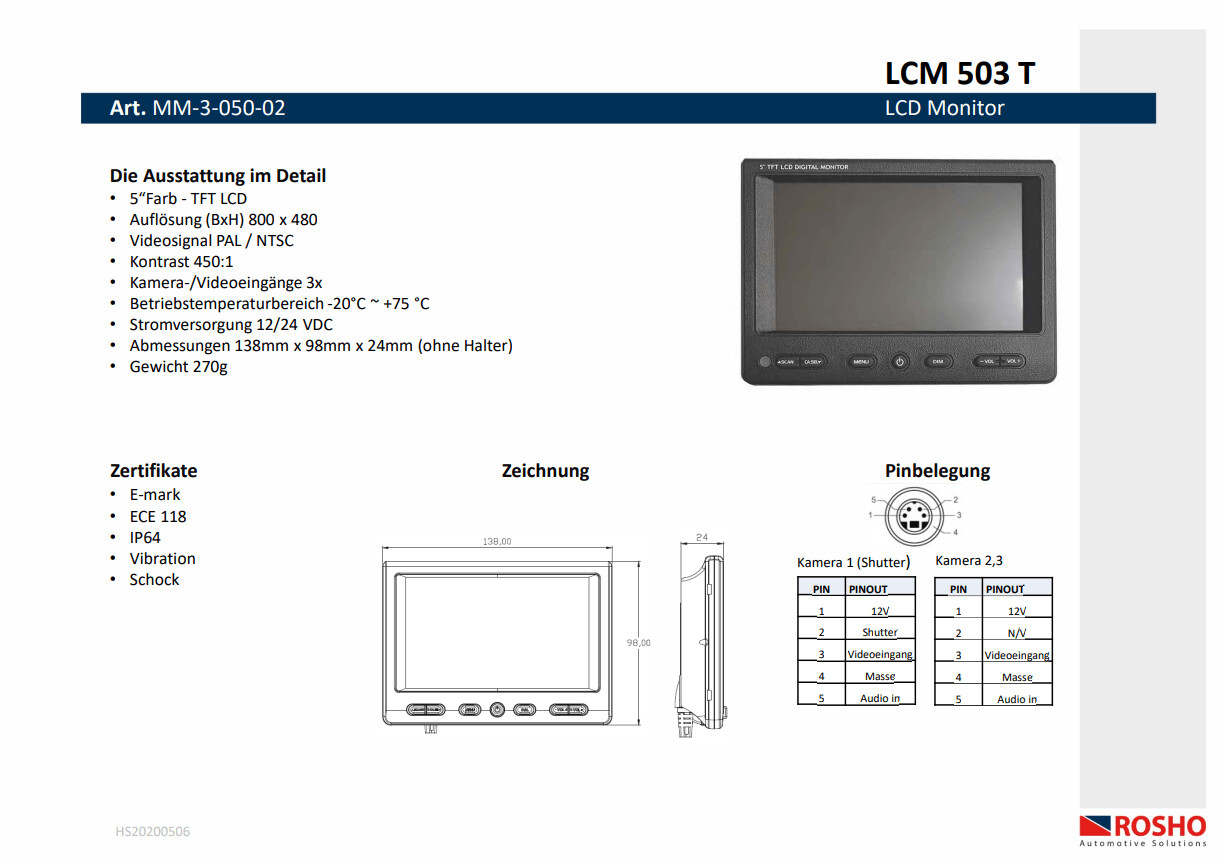 5-Zoll-Monitor LCM 503T 5-Zoll-Monitor LCM 503T