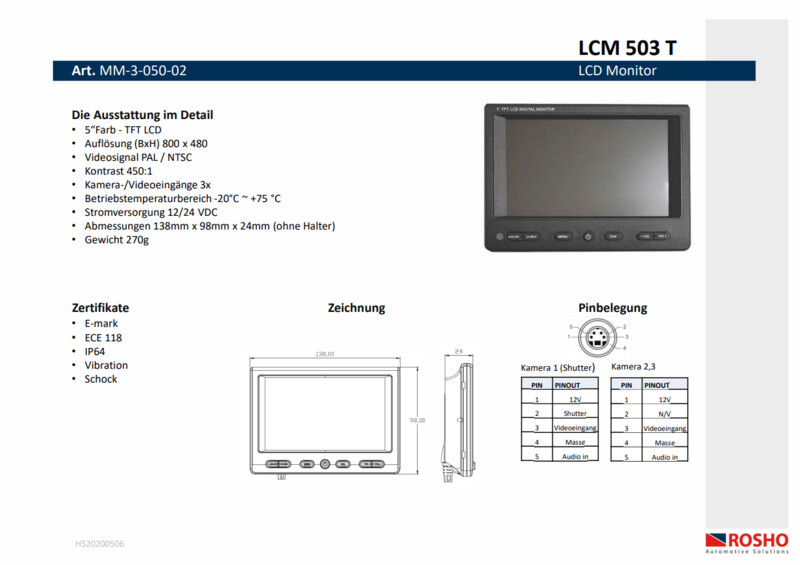 5-Zoll-Monitor LCM 503T 5-Zoll-Monitor LCM 503T
