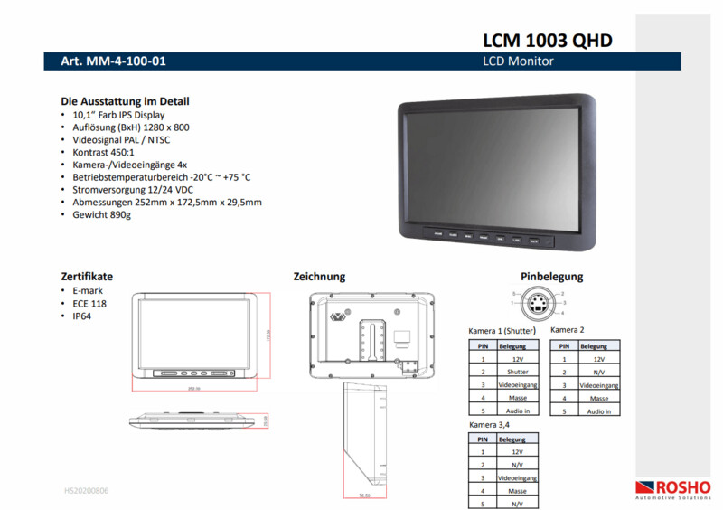 10 10" Monitor LCM 1003QHD