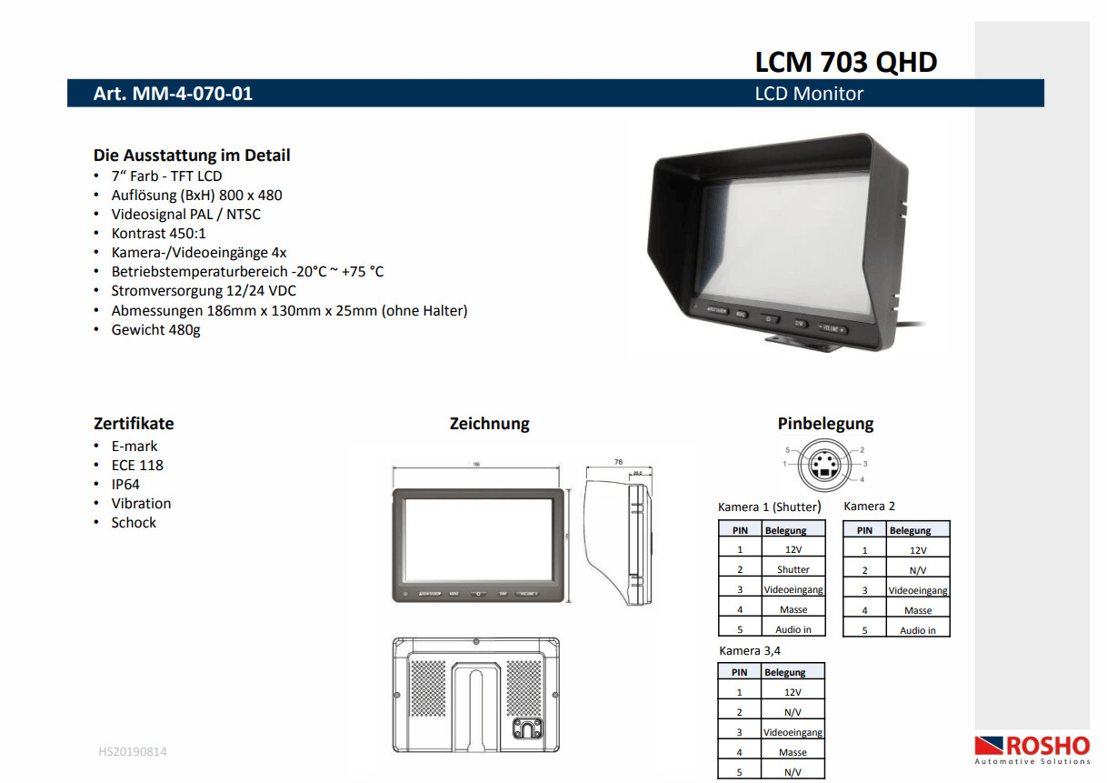 7 7" Monitor LCM 703QHD