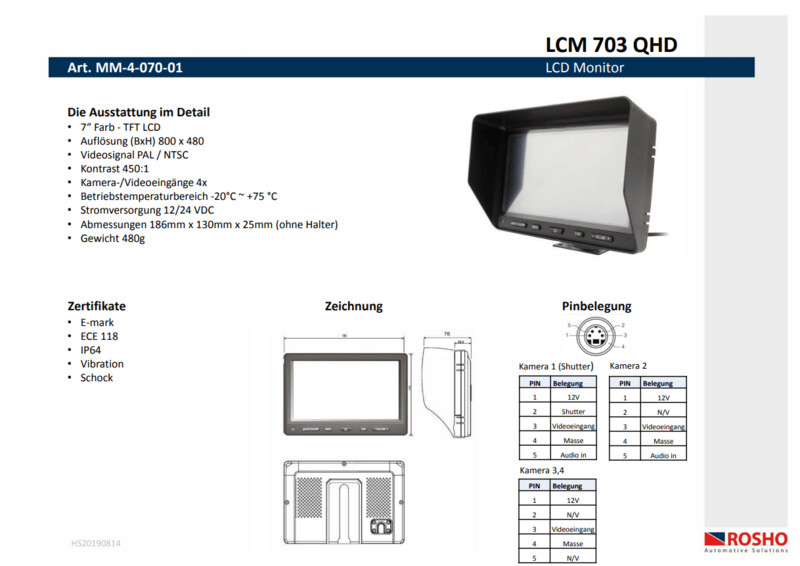 7 7" Monitor LCM 703QHD