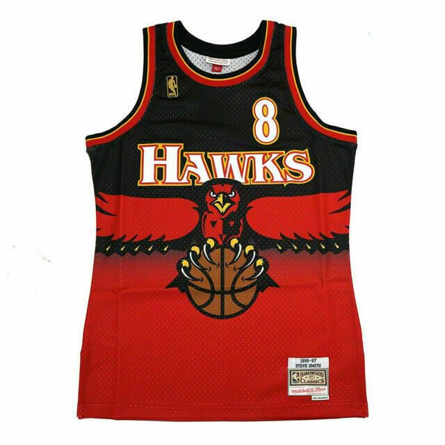 Atlanta Hawks Steve Smith 1996-97 Black & Red Mitchell & Ness Men's Swingman Jersey