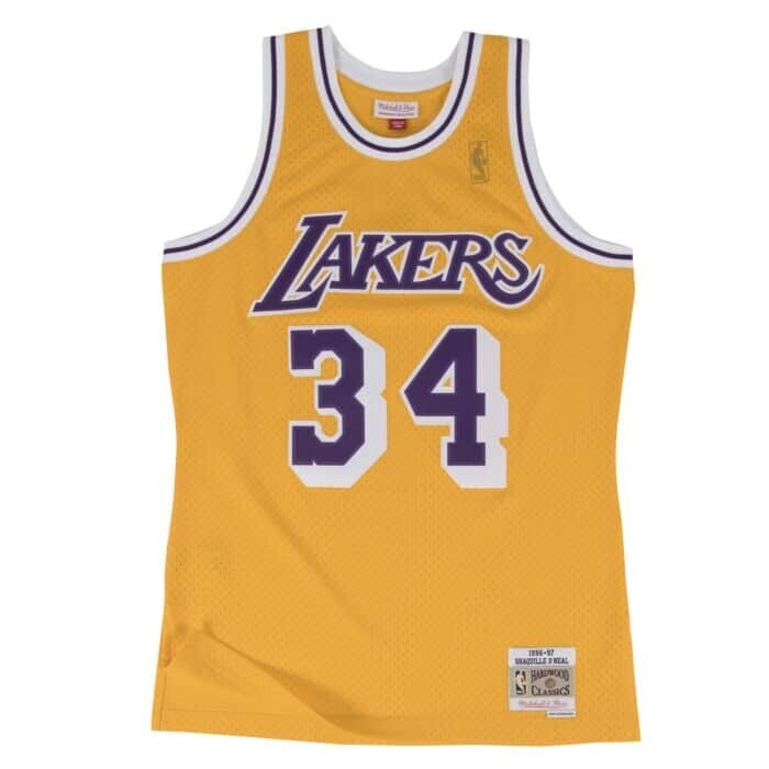 Los Angeles Lakers Shaquille O'Neal 1996-97 Men's Yellow Mitchell & Ness Swingman Jersey