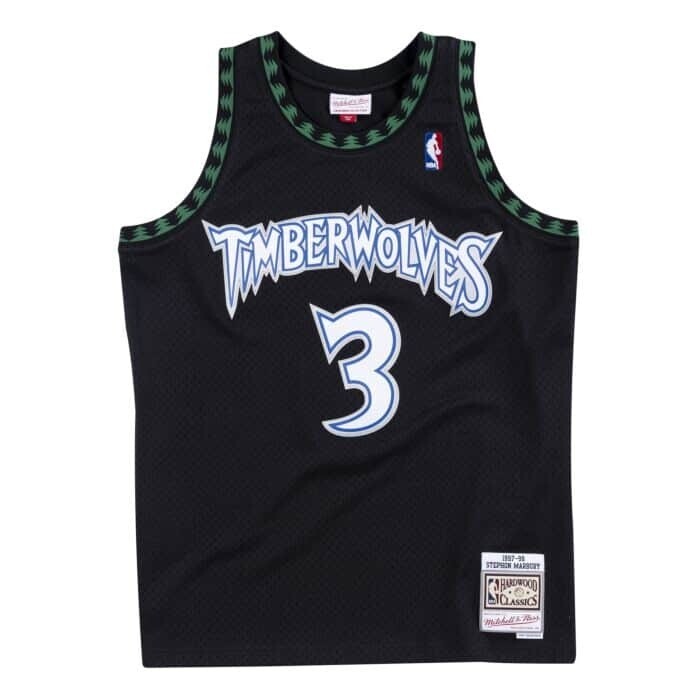 Minnesota Timberwolves Stephon Marbury 1997-98 Black Mitchell & Ness Men's Swingman Jersey