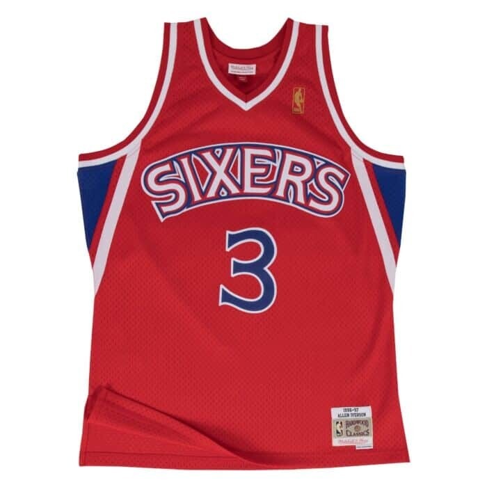 Philadelphia 76ers Allen Iverson 1996-97 Red Mitchell & Ness Men's Swingman Jersey, Size: XS
