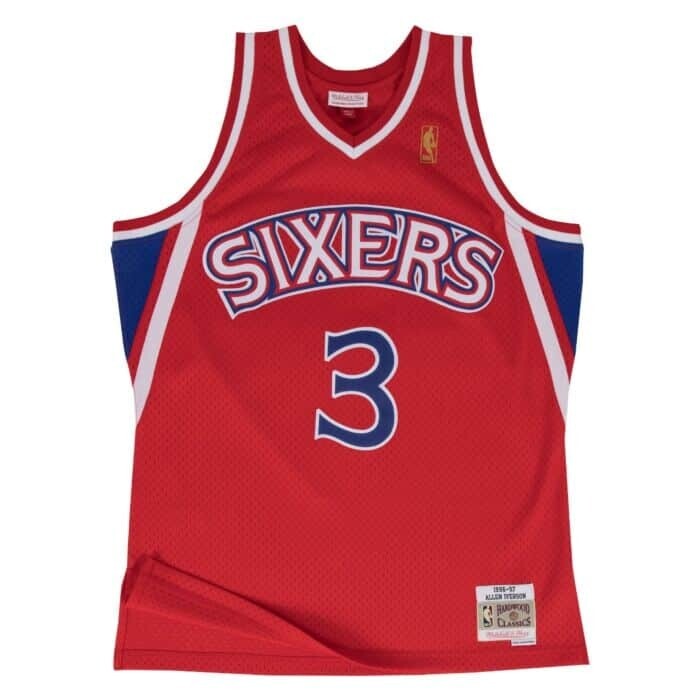 Philadelphia 76ers Allen Iverson 1996-97 Men's Red Mitchell & Ness Swingman Jersey