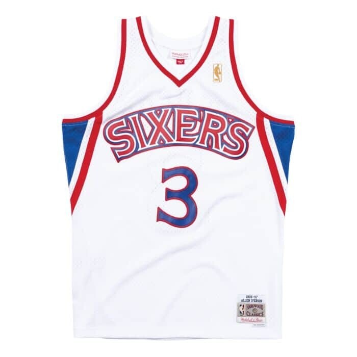 Philadelphia 76ers Allen Iverson 1996-97 White Mitchell & Ness Men’s Swingman Jersey, Size: Small