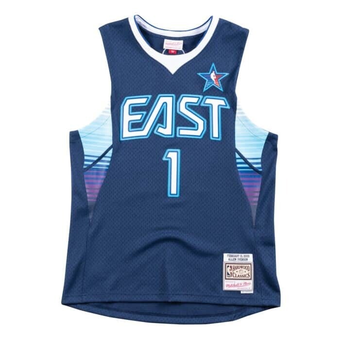 Detroit Pistons Allen Iverson 2009 Men's Blue East All Star Mitchell & Ness Swingman Jersey
