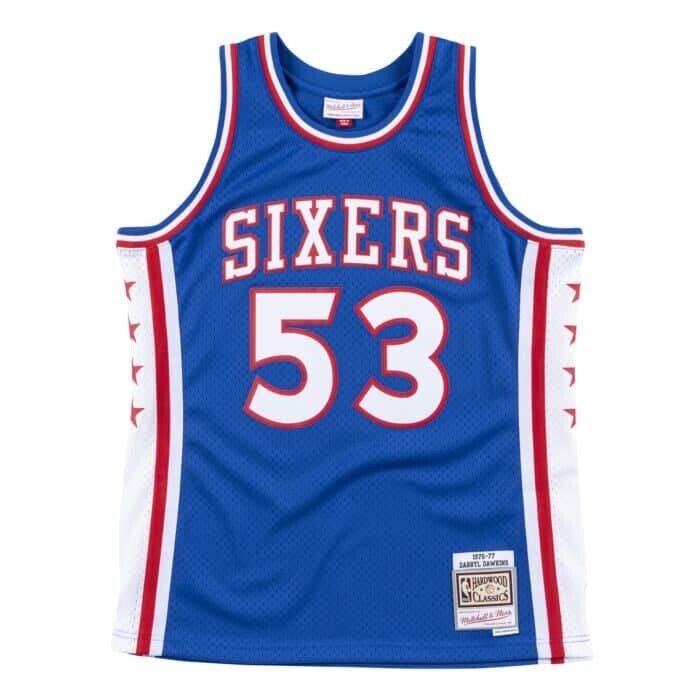 Philadelphia 76ers Darryl Dawkins 1976-77 Blue Mitchell & Ness Men’s Swingman Jersey, Size: XS