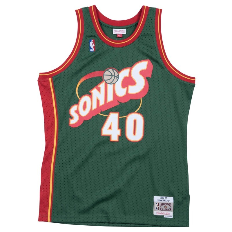 Seattle Supersonics Shawn Kemp 1995-96 Green Mitchell & Ness Men's Swingman Jersey