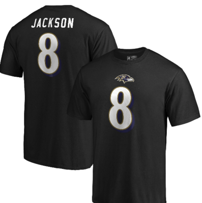 Baltimore Ravens Lamar Jackson Men’s Name and Number Black T-Shirt
