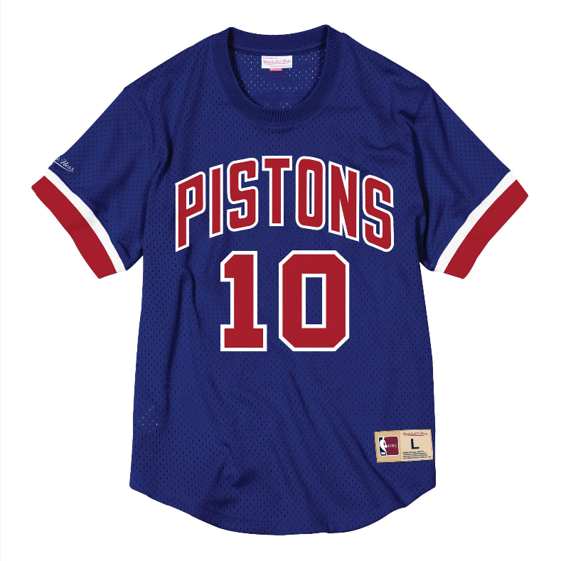 Detroit Pistons Dennis Rodman Men's Mitchell & Ness Name & Number Mesh Crewneck Jersey
