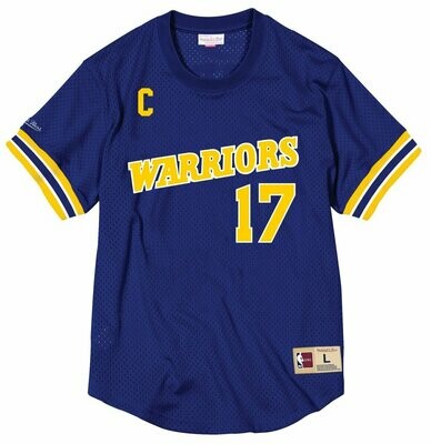 Golden State Warriors Chris Mullin Men's Mitchell & Ness Name & Number Mesh Crewneck Jersey