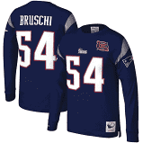New England Patriots Teddy Bruschi Men's Name & Number Long Sleeve Jersey Shirt