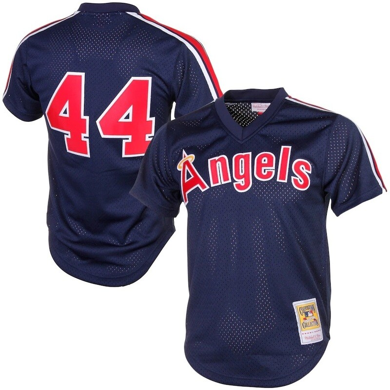 Los Angeles Angels Reggie Jackson 1984 Men's Blue Mitchell & Ness Mesh Jersey