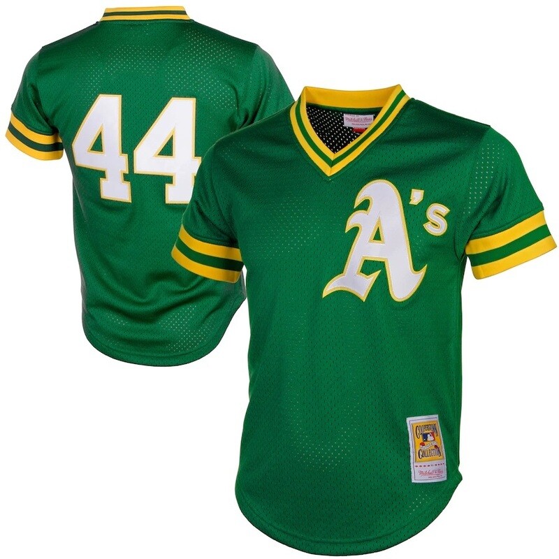 Oakland Athletics Reggie Jackson 1987 Men's Green Mitchell & Ness Mesh Jersey