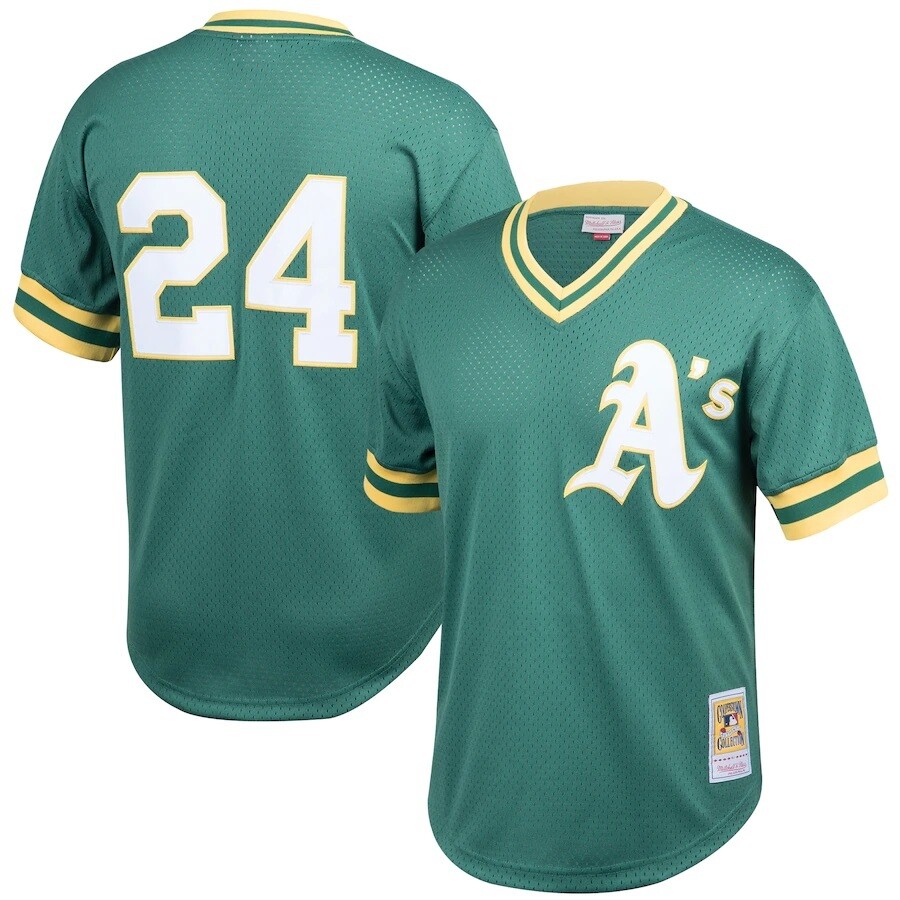 Oakland Athletics Rickey Henderson 1991 Men's Green Mitchell & Ness Mesh Jersey