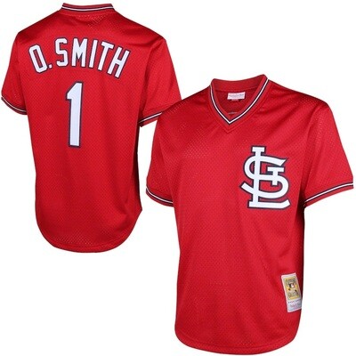 St. Louis Cardinals Ozzie Smith 1996 Men's Red Mitchell & Ness Mesh Jersey