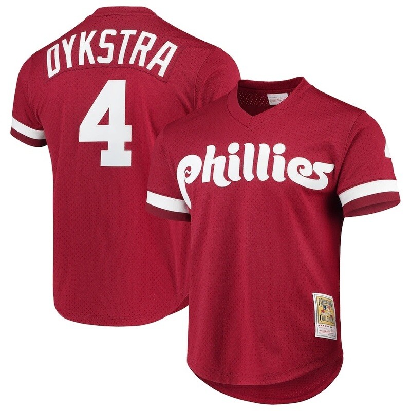 Philadelphia Phillies Lenny Dykstra 1991 Men's Maroon Mitchell & Ness Mesh Jersey