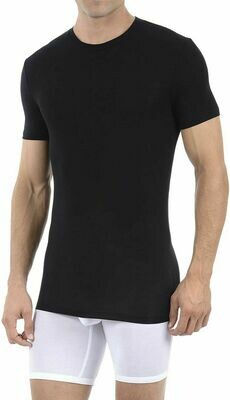 Tommy John Men's Second Skin Crew Neck Stay-Tucked Black Undershirt