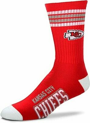 Kansas City Chiefs Adult 4-Stripe Deuce Socks
