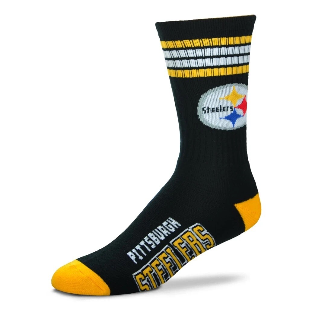 Pittsburgh Steelers Adult 4-Stripe Deuce Socks