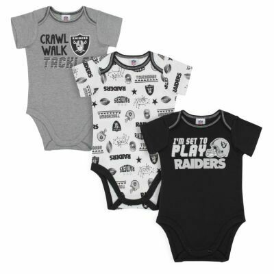 Las Vegas Raiders Gerber Baby 3 pc. Short Sleeve Onesie Set Las Vegas Raiders Gerber Baby 3 pc. Short Sleeve Onesie Set