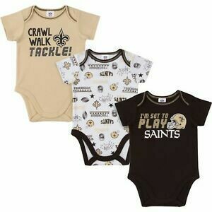 New Orleans Saints Gerber Baby 3 pc. Short Sleeve Onesie Set