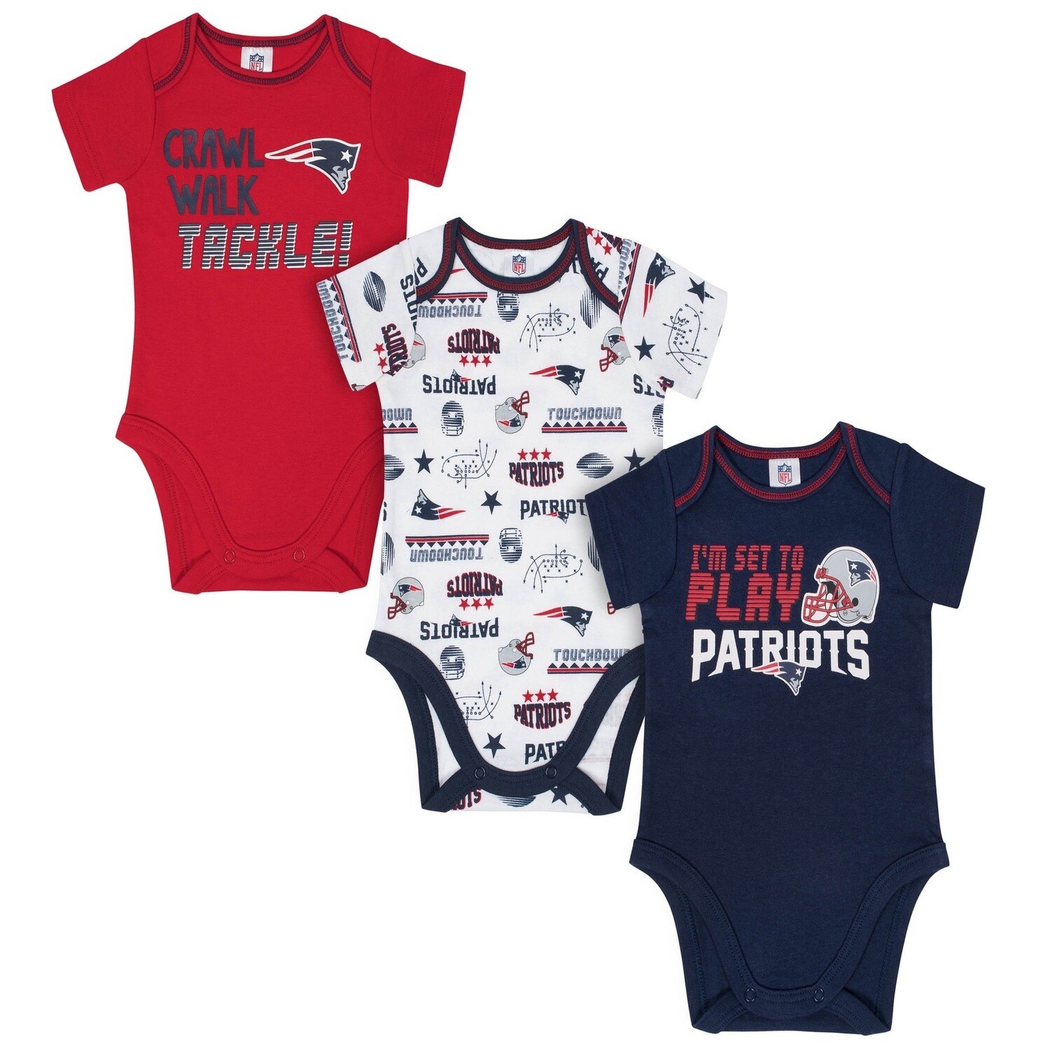 New England Patriots Gerber Baby 3 pc. Short Sleeve Onesie Set