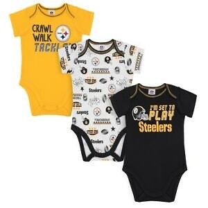 Pittsburgh Steelers Gerber Baby 3 pc. Short Sleeve Onesie  Set