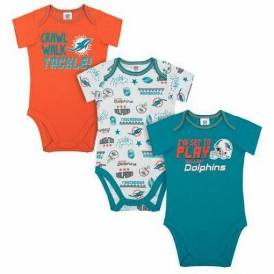 Miami Dolphins Gerber Baby 3 pc. Short Sleeve Onesie Set
