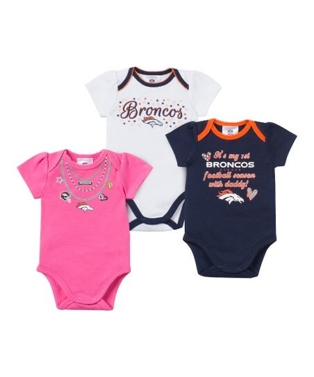 Denver Broncos Gerber Baby Girl 3 pc. Short Sleeve Onesie Set