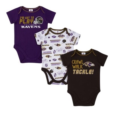 Baltimore Ravens Gerber Baby 3 pc. Short Sleeve Onesie Set Baltimore Ravens Gerber Baby 3 pc. Short Sleeve Onesie Set