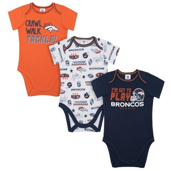 Denver Broncos Gerber Baby  3 pc. Short Sleeve Onesie Set