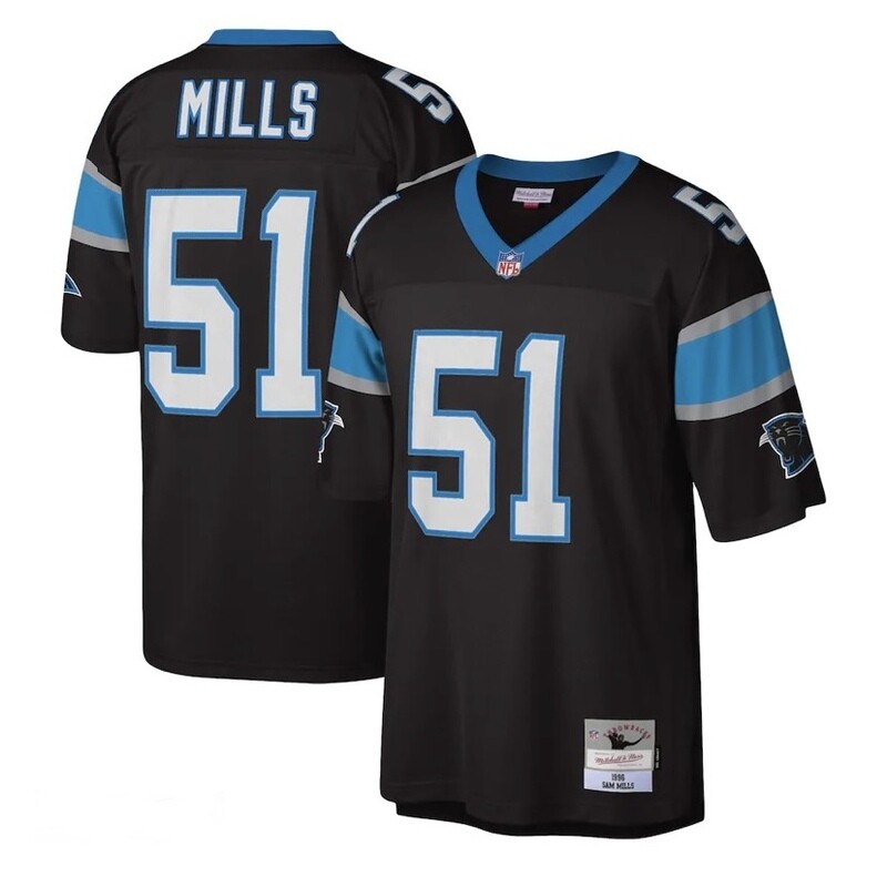 Carolina Panthers Sam Mills 1996 Black Men's Mitchell & Ness Legacy Jersey
