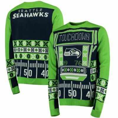 Seattle Seahawks Men’s Touchdown Light ‘Em Up Ugly Christmas Sweater, Size: Large