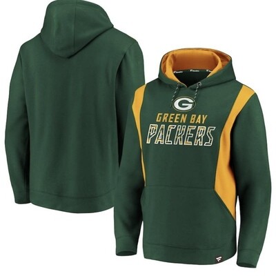Green Bay Packers Men’s Iconic Color Block Green/Yellow Gold Pullover Hoodie