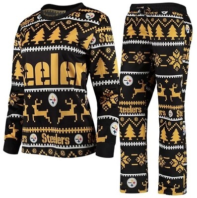 Pittsburgh Steelers Women's Crew Neck Holiday Pajama Set