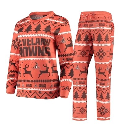 Cleveland Browns Women's Crew Neck Holiday Pajama Set
