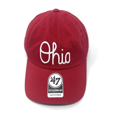 Ohio State Buckeyes Men’s Red OHIO 47 Brand Clean Up Adjustable Hat