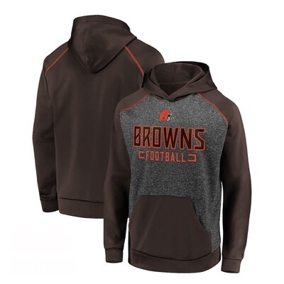 Cleveland Browns Men’s Heathered Charcoal/Brown Chiller Fleece Raglan Pullover Hoodie
