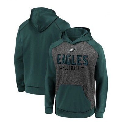 Philadelphia Eagles Men’s Heathered Charcoal/Green Chiller Fleece Raglan Pullover Hoodie