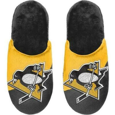 Pittsburgh Penguins Men's Slippers Color Block Big Logo