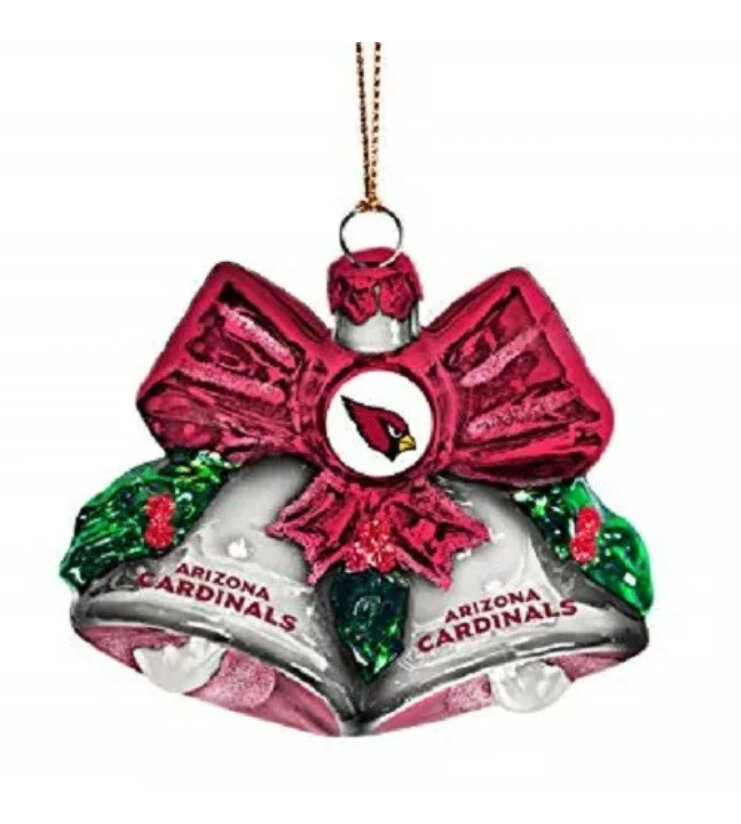 Arizona Cardinals Team Bells Blown Glass Ornament