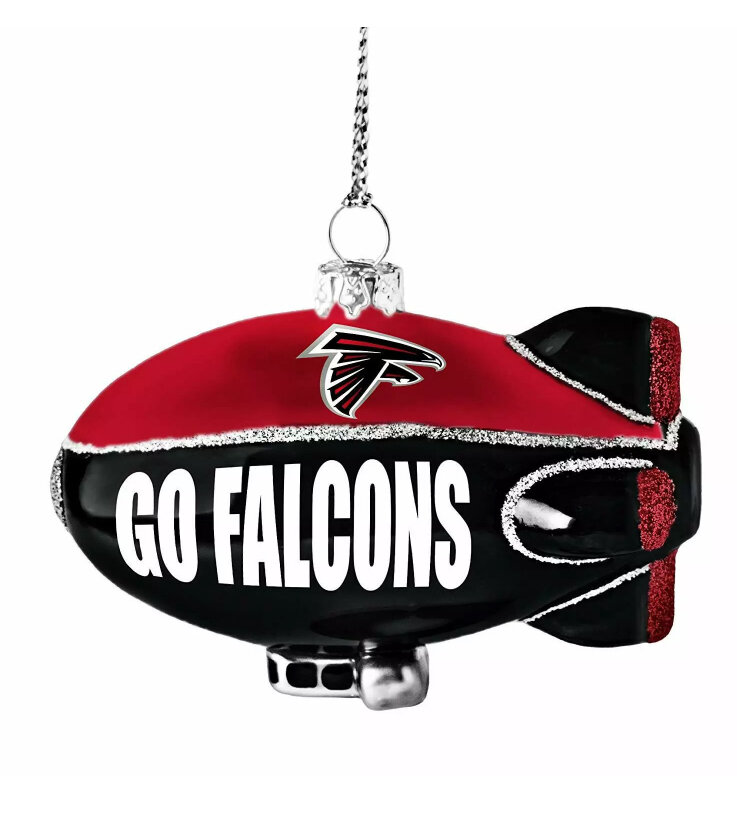 Atlanta Falcons Team Blimp Blown Glass Ornament