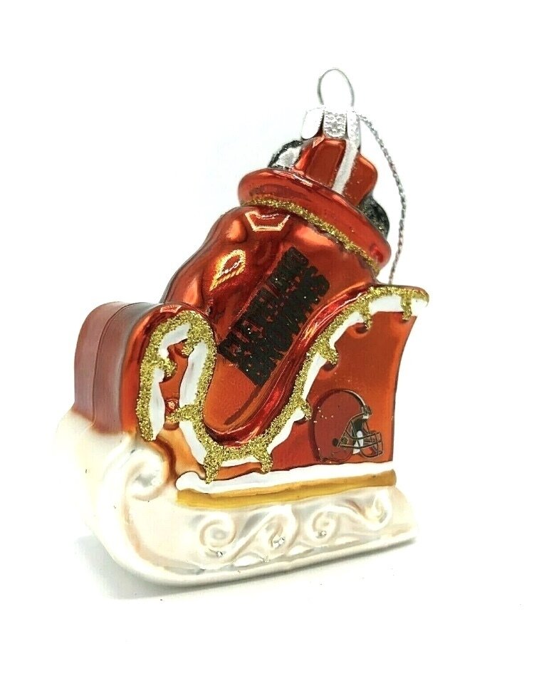 Cleveland Browns Team Sleigh Blown Glass Ornament