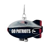 New England Patriots Team Blimp Blown Glass Ornament
