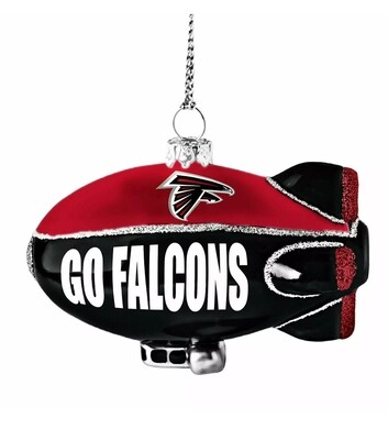 Atlanta Falcons Team Blimp Blown Glass Ornament