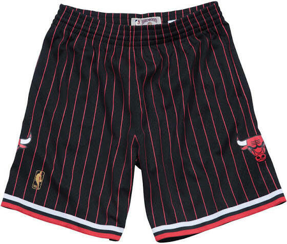 Chicago Bulls 1996-97 Men's Black Pinstripe Mitchell & Ness Swingman Shorts
