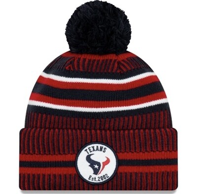 Houston Texans Men's New Era Cuffed Pom Knit Hat Houston Texans Men's New Era Cuffed Pom Knit Hat